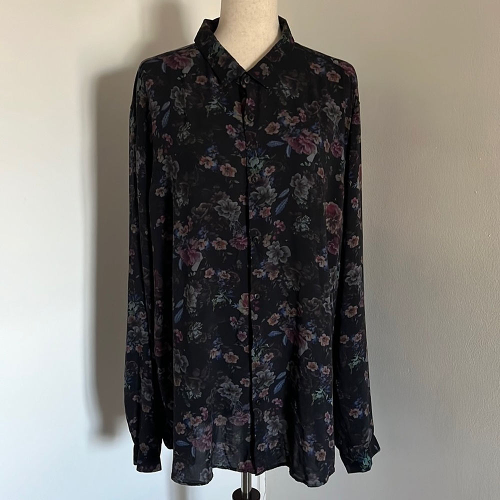 ASOS black floral long sleeve shirt